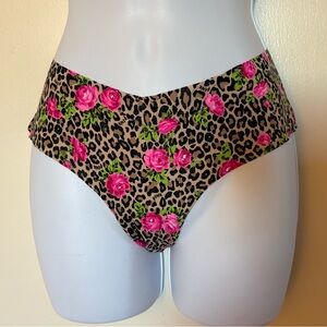 VS Floral Leopard Seamless Bikini Panty - Pink Roses on Tan